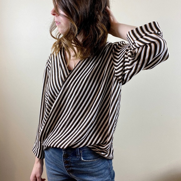 Glamorous Tops - SOLD | Glamorous Striped Faux Wrap Blouse